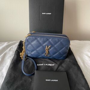 Saint Laurent Becky Blue Quilted Leather Bag